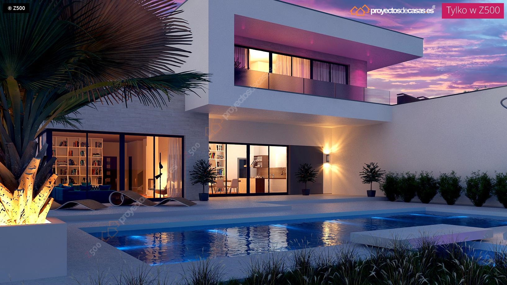 Proyectos de casas casa moderna con piscina for Casa moderna 80 mts